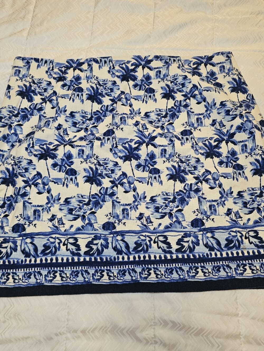 LOFT blue and white tropical print skirt sz 14 - Picture 2 of 4